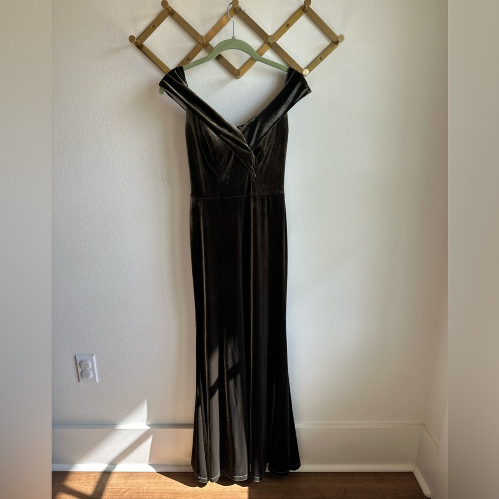 Dusty Olive Velvet Revelry Bridesmaid Dress size 0 worn once.